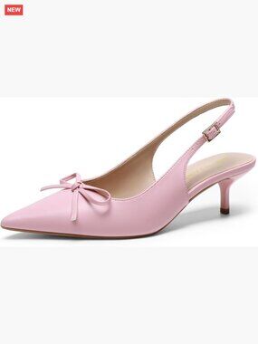 Women's Kitten Heel Slingback Pumps, Pointed Toe Formal Dress Shoes